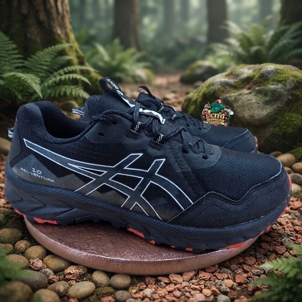 Asics Gel-Venture 9 Mens Trail Running Shoes Black White Red 1011B486 US 10
